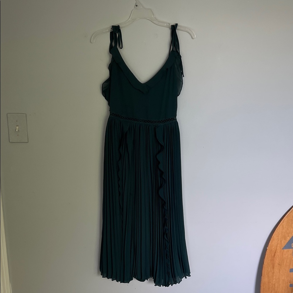 Lulu's Teal Midi Dress with Pleats